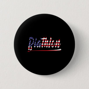American Flag Snow Ski Biathlon Fan Graphic Art Us 6 Cm Round Badge