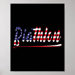 American Flag Snow Ski Biathlon Fan Graphic Art Us Poster