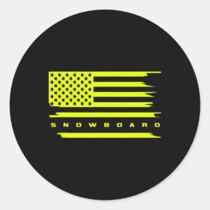 American Flag Snowboard Apparel - Snowboarding Sno Classic Round Sticker