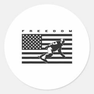 American Flag Snowboard Apparel - Snowboarding Sno Classic Round Sticker