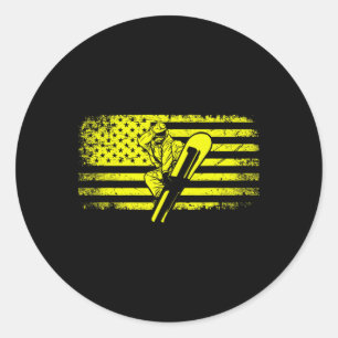 American Flag Snowboard Apparel - Snowboarding Sno Classic Round Sticker