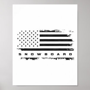 American Flag Snowboard Apparel - Snowboarding Sno Poster