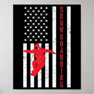 American Flag Snowboard Usa Winter Patriotic Snowb Poster