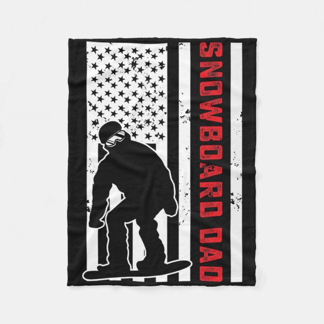 American Flag Snowboarding Dad Snowboarder Papa Sn Fleece Blanket (Front)