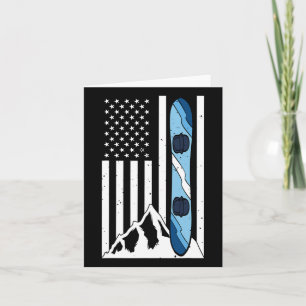 American Flag Snowboarding Mountain Snowboarder Fu Card
