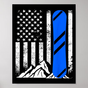 American Flag Snowboarding Usa Flag Snowboarder Wi Poster