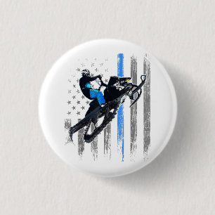 American Flag Snowmobile Shirt Men Snowmobile Ridi 3 Cm Round Badge