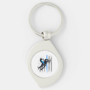 American Flag Snowmobile Shirt Men Snowmobile Ridi Key Ring