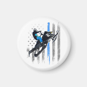 American Flag Snowmobile Shirt Men Snowmobile Ridi Magnet