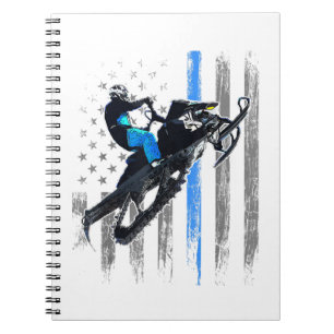 American Flag Snowmobile Shirt Men Snowmobile Ridi Notebook