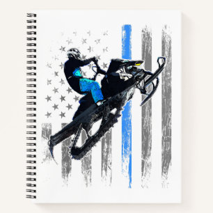 American Flag Snowmobile Shirt Men Snowmobile Ridi Notebook