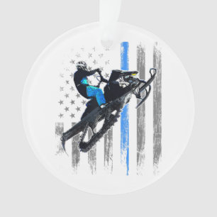 American Flag Snowmobile Shirt Men Snowmobile Ridi Ornament