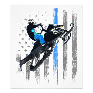American Flag Snowmobile Shirt Men Snowmobile Ridi Photo Print