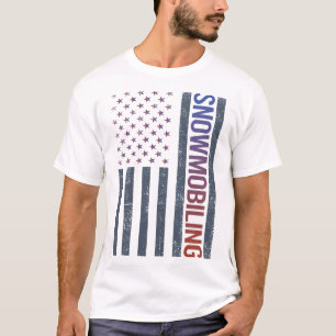 American Flag Snowmobiling Snowmobile T-Shirt