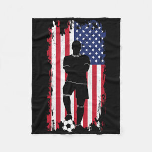 American Flag Soccer Apparel - Soccer Women Girls Fleece Blanket