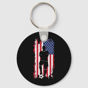 American Flag Soccer Apparel - Soccer Women Girls Key Ring