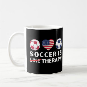 American Flag Soccer Is Like Therapy Coffee Mug