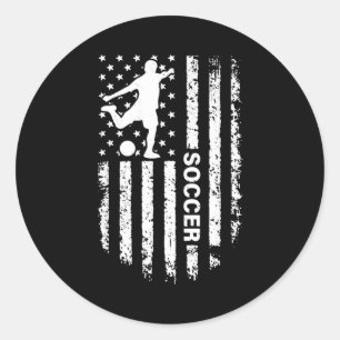 American Flag Soccer Player Usa Patriotic Vintage Classic Round Sticker