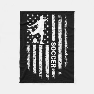 American Flag Soccer Player Usa Patriotic Vintage  Fleece Blanket