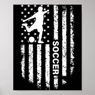 American Flag Soccer Player Usa Patriotic Vintage  Poster