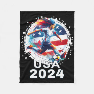American Flag Soccer Shirt Women's Soccer Girls So Fleece Blanket