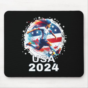 American Flag Soccer Shirt Women's Soccer Girls So Mouse Pad