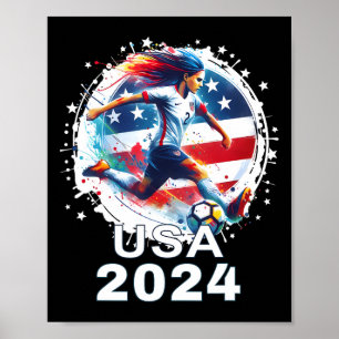 American Flag Soccer Shirt Women's Soccer Girls So Poster