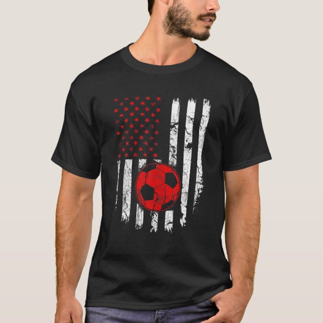 American Flag Soccer USA Patriotic Sport Lover Chr T-Shirt (Front)