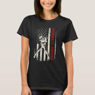 American Flag Softball Baseball PopPop Funny Fathe T-Shirt