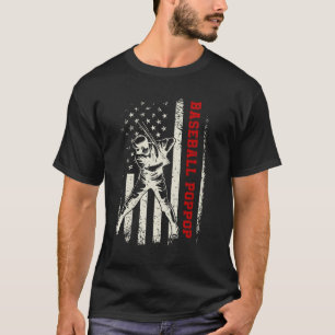American Flag Softball Baseball PopPop Funny Fathe T-Shirt
