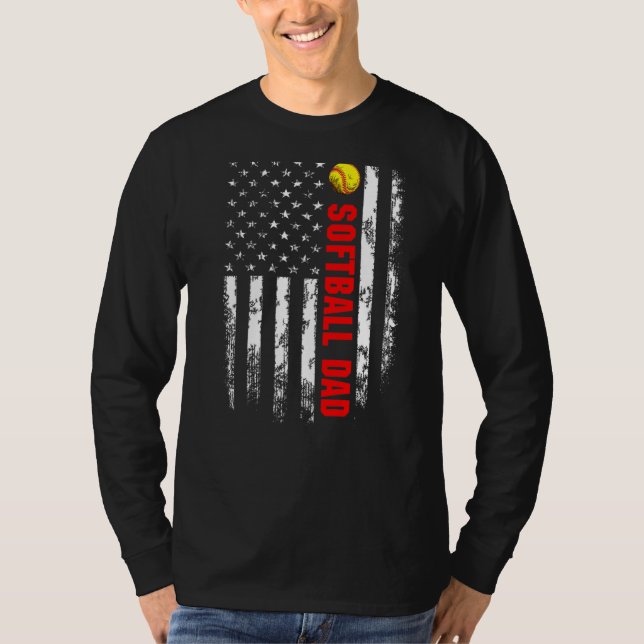 American Flag Softball Dad Backside Essential T-Shirt (Front)