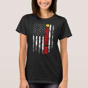 American Flag Softball Dad Backside Essential T-Shirt