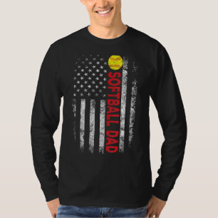 American Flag Softball Dad Patriotic 4th July Fath T-Shirt