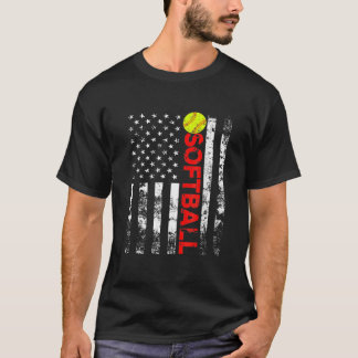 American Flag Softball Team For Men Women Boys Gir T-Shirt