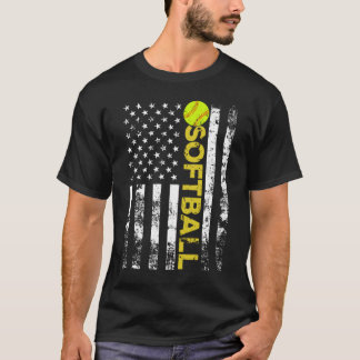 American Flag Softball Team Gift T-Shirt