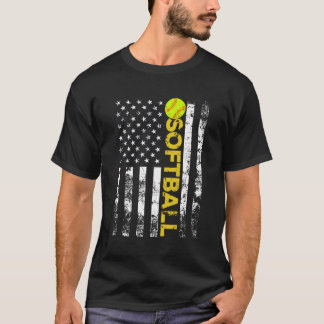 American Flag Softball Team Gift T-Shirt