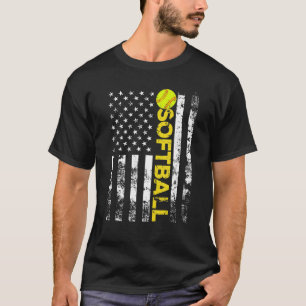 American Flag Softball Team Gift T-Shirt