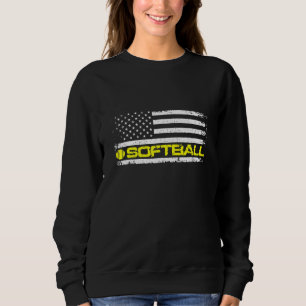 American Flag Softball Vintage Sports Patriotic 1 Sweatshirt