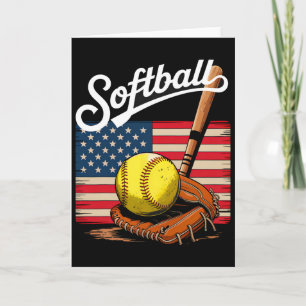 American Flag Softll 4th Of July Softll Lover Men Card