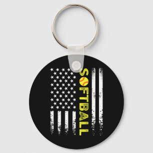American Flag Softll Team For Women Girls Kids Men Key Ring