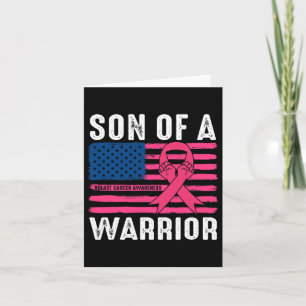 American Flag Son Of A Warrior Breast Cancer Aware Card