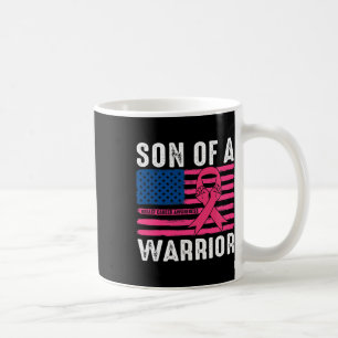 American Flag Son Of A Warrior Breast Cancer Aware Coffee Mug