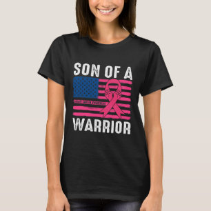 American Flag Son Of A Warrior Breast Cancer Aware T-Shirt