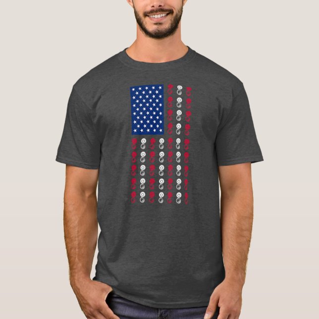 American Flag Sousaphone Player Funny 4th of July T-Shirt (Front)
