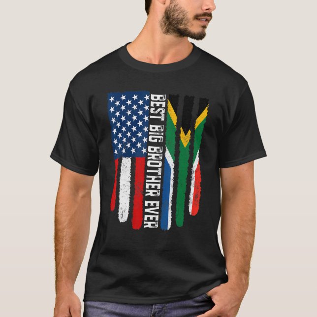 American Flag South Africa Flag Best Big Brother E T-Shirt (Front)