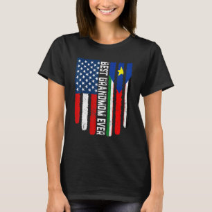 American Flag South Sudan Flag Best Grandmom Ever T-Shirt