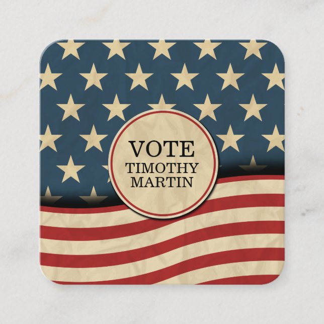 American Flag Square Business Card (Front)