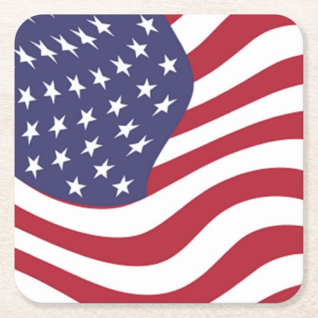 AMERICAN FLAG SQUARE PAPER COASTER (Front)