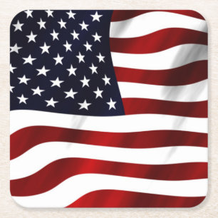 American Flag Square Paper Coaster