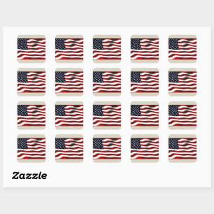 American flag square sticker